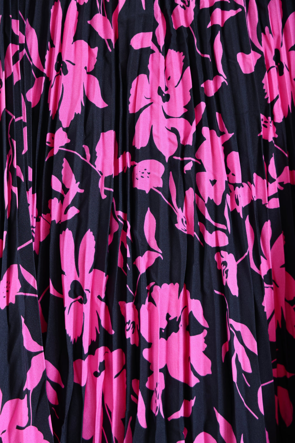 Fustă Midi Plisată cu Print Floral Roz-Negru