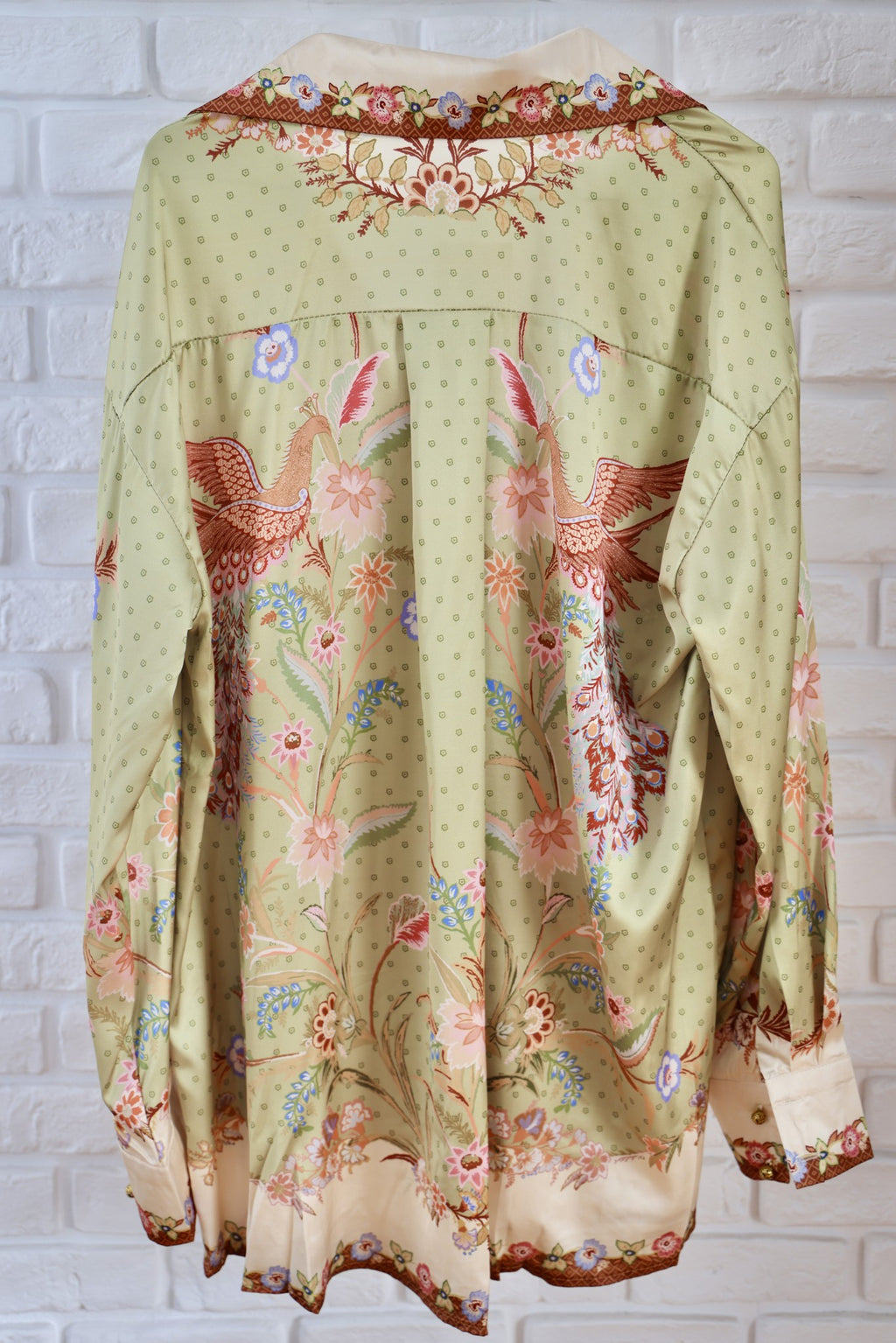 Compleu Cămașă Oversize și Pantaloni cu Print Floral Verde