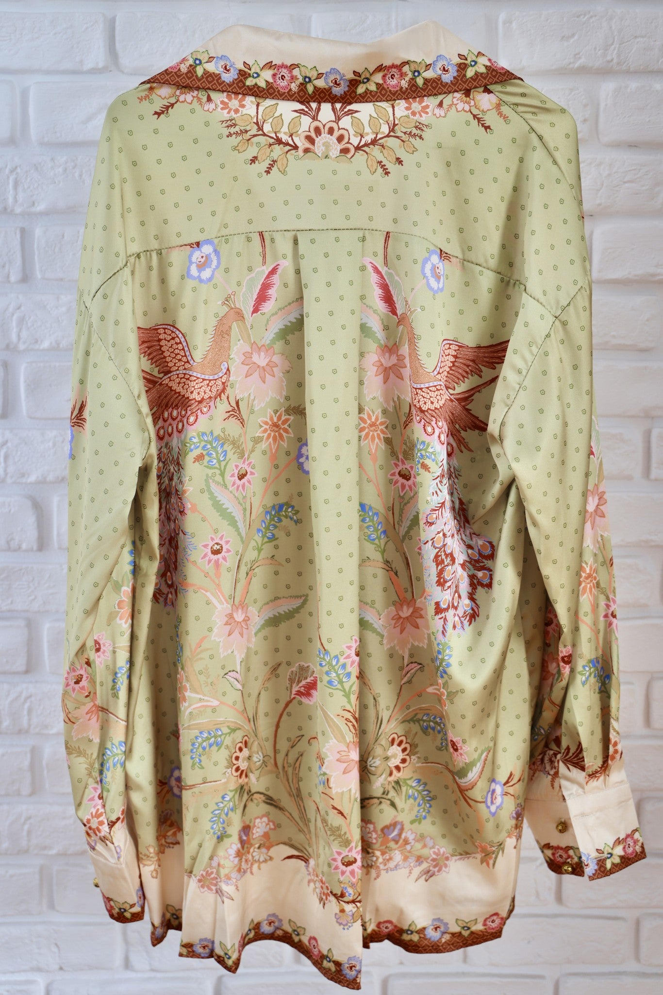 Compleu Cămașă Oversize și Pantaloni cu Print Floral Verde