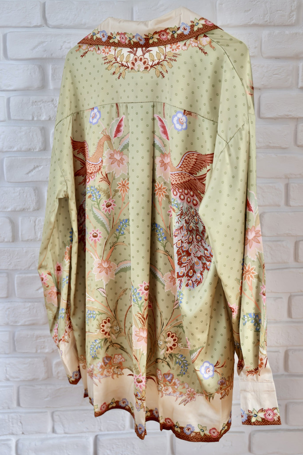 Compleu Cămașă Oversize și Pantaloni cu Print Floral Verde