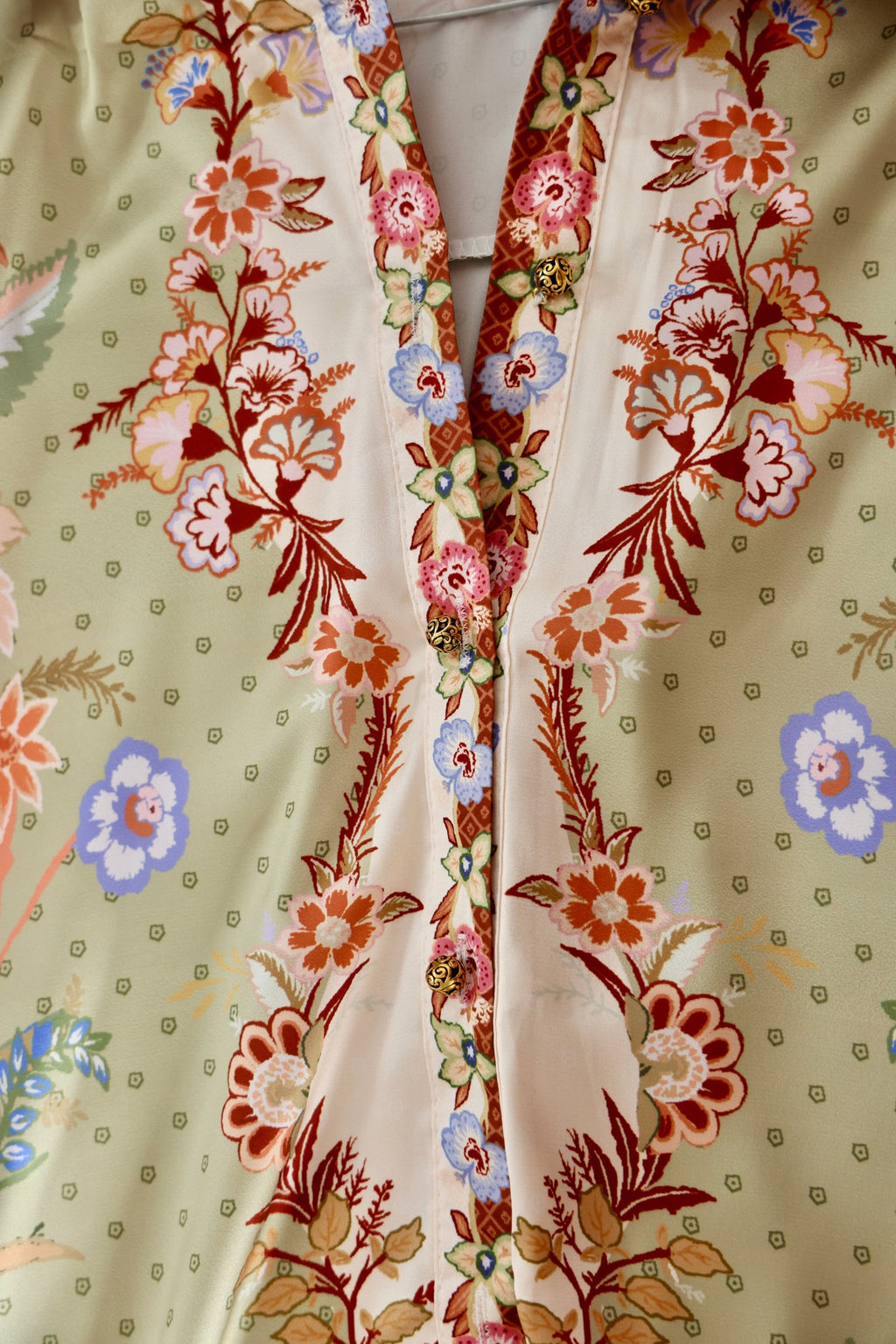 Compleu Cămașă Oversize și Pantaloni cu Print Floral Verde