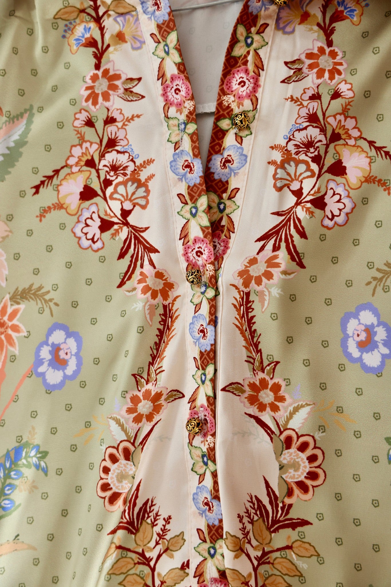 Compleu Cămașă Oversize și Pantaloni cu Print Floral Verde
