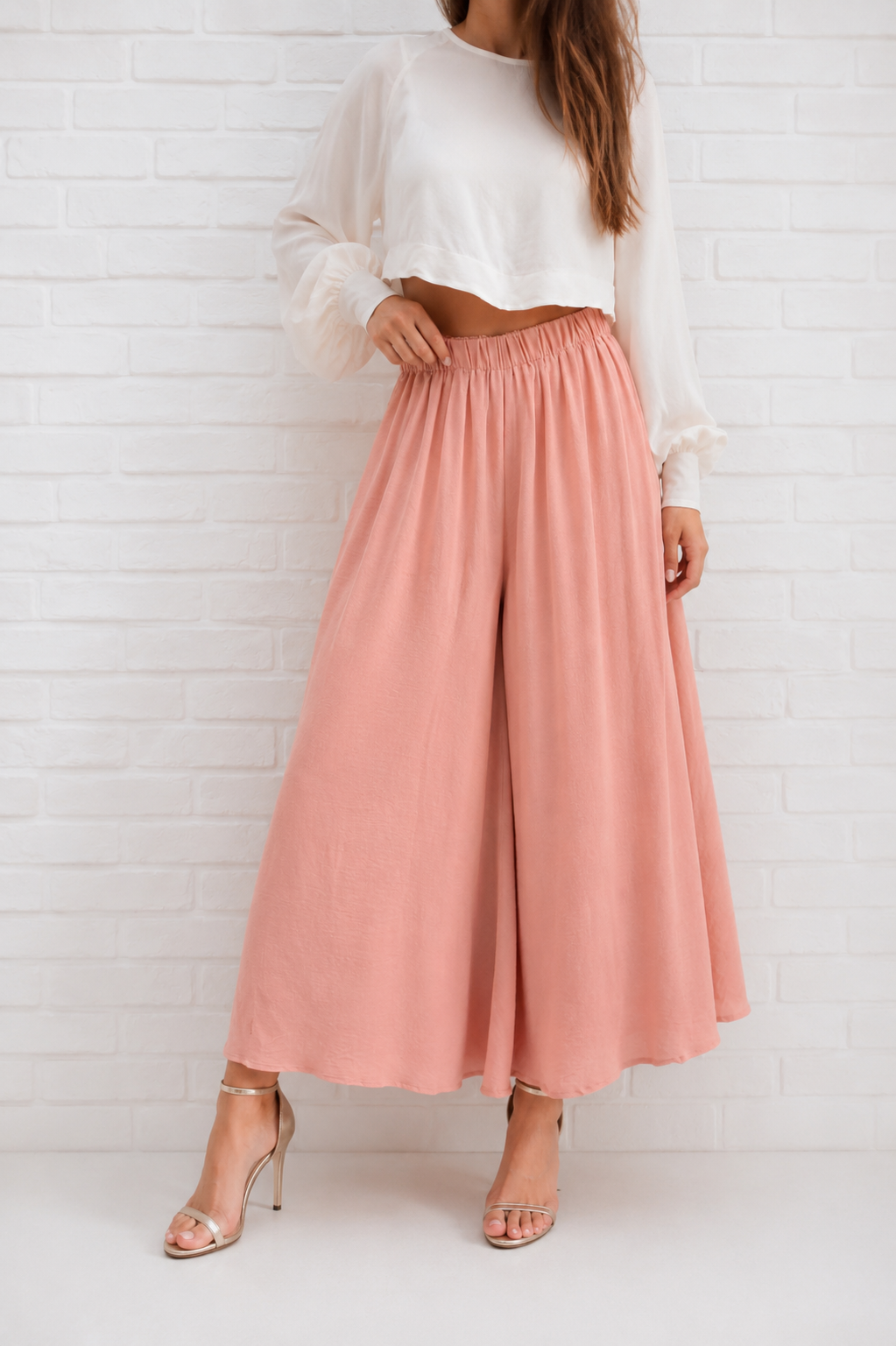 Fustă Midi Lejeră cu Terminație Scalopată