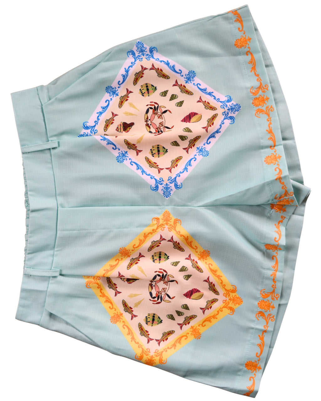 Compleu Cămașă și Pantaloni Scurți Turcoaz cu Print Marin